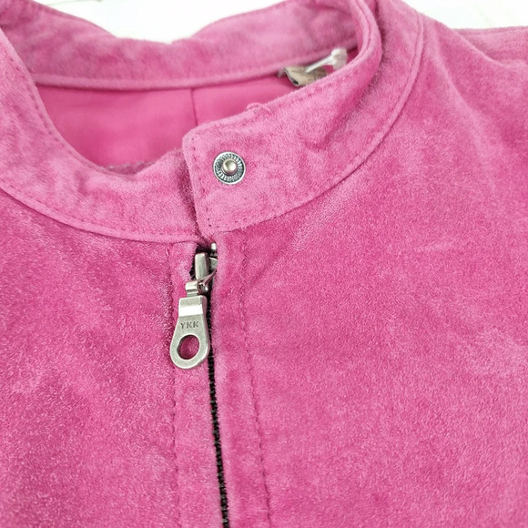 INC International Concepts Suede Pink XL Womens Jacket Silver Colored Zippers - Picture 10 of 16